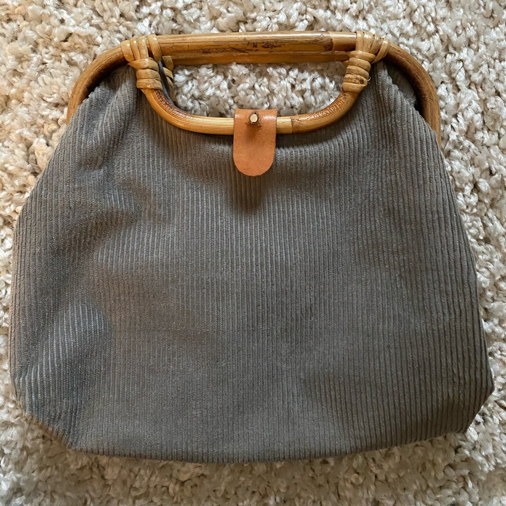 Casual Corner Rattan/Corduroy Handbag.